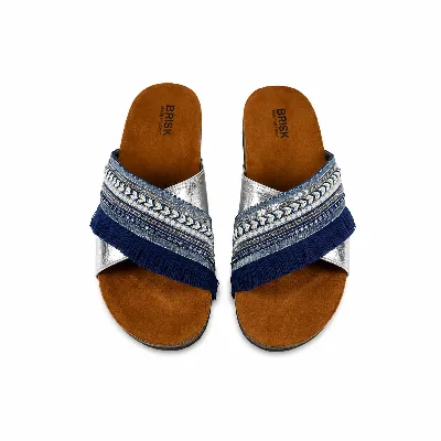 BRK-SLP-262 | Women's Embellished Fringe Fashion Slippers thumbnail 2